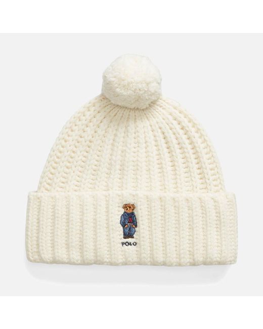Polo Ralph Lauren Natural Bear Cotton-blend Beanie Hat