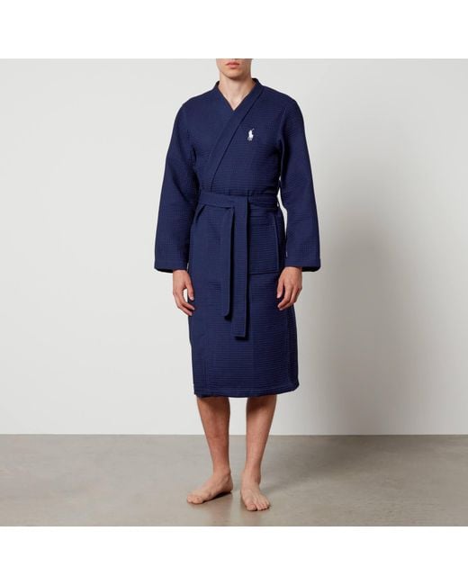 Polo Ralph Lauren Blue Logo-embroidered Waffle Cotton Robe for men