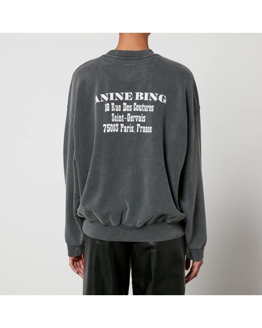 Anine Bing Black Jaci Paris Cotton-Jersey Sweatshirt