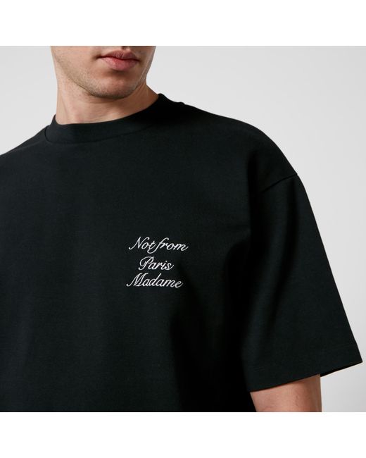 Drole de Monsieur Black Le T-Shirt Slogan Cursive Cotton-Jersey T-Shirt for men