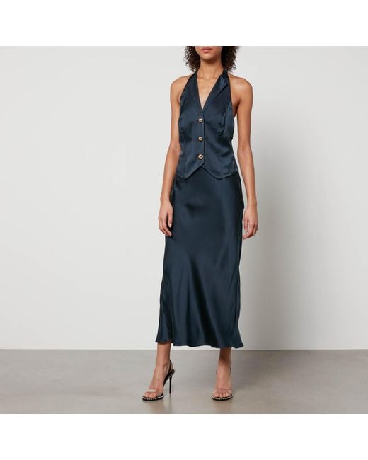 RIXO London Estella Silk satin Midi Dress in Blue Lyst UK