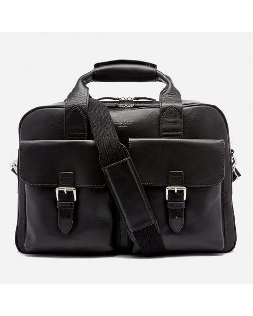 Aspinal Black Men's Harrison Overnight Business Bag for men