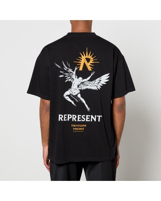 Represent Black Icarus Logo-Print Cotton-Jersey T-Shirt for men