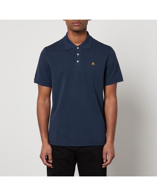Moose Knuckles Blue Logo-Appliquéd Cotton-Piqué Polo Shirt for men