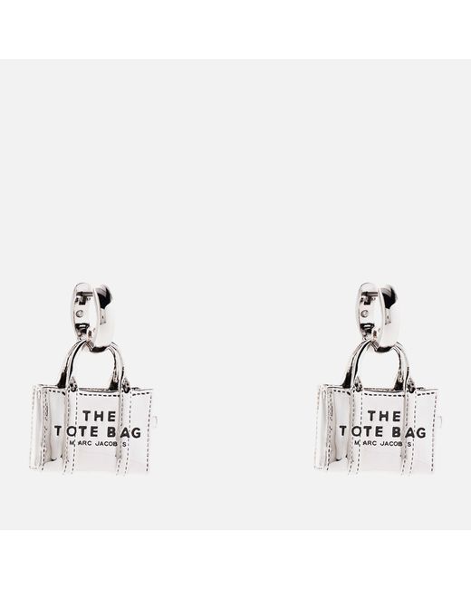 Marc Jacobs White Silver-plated Tote Bag Drop Earrings