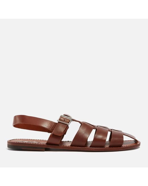 GRENSON Brown Quincy Fisherman Leather Sandals for men
