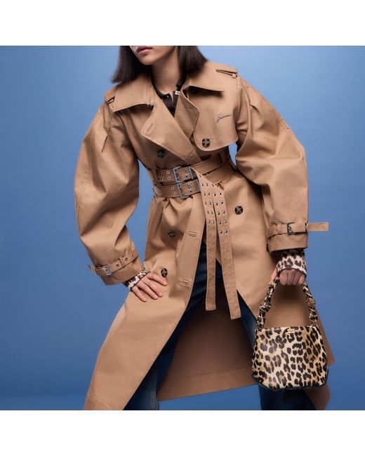Ganni Natural Cotton-Gabardine Trench Coat