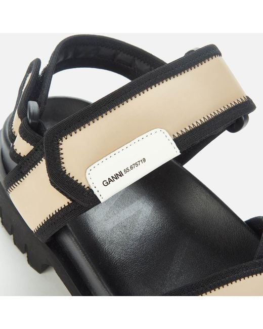 Ganni Leather Hiking Sandals in Grey (Gray) - Lyst