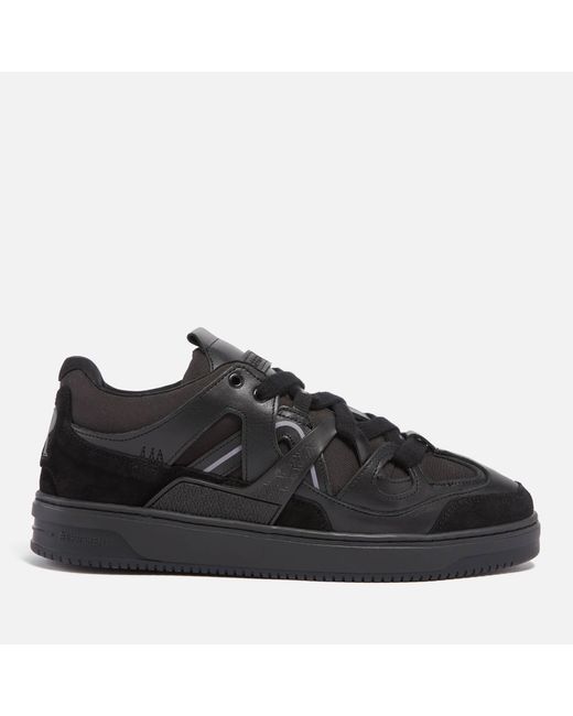 Represent Black Bully Leather And Canvas Trainers for men