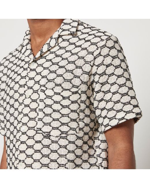 Portuguese Flannel Black Net Embroidered Cotton-blend Shirt for men