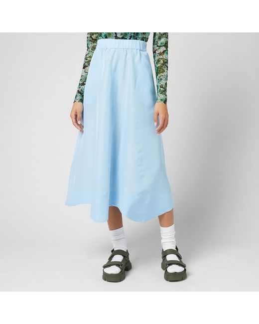Ganni Taffeta Skirt in Blue | Lyst