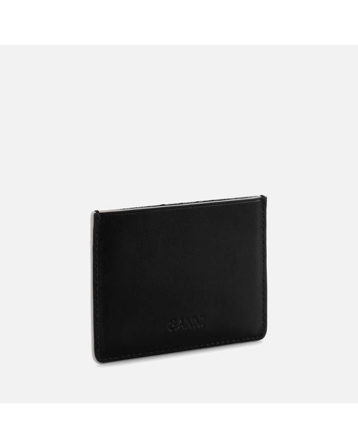 Ganni Black Bou Recycled Leather And Faux Leather Cardholder