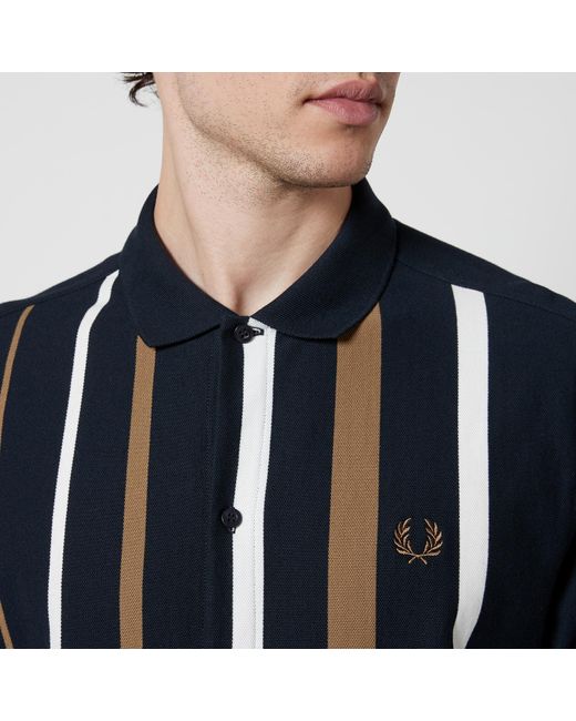Fred Perry Black Striped Cotton Shirt for men