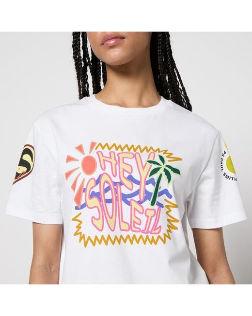 PS by Paul Smith White Hey Soleil Graphic Cotton T-shirt