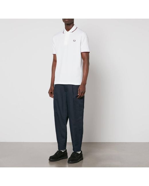 Fred Perry Linen-blend Cropped Trousers in Blue for Men | Lyst UK