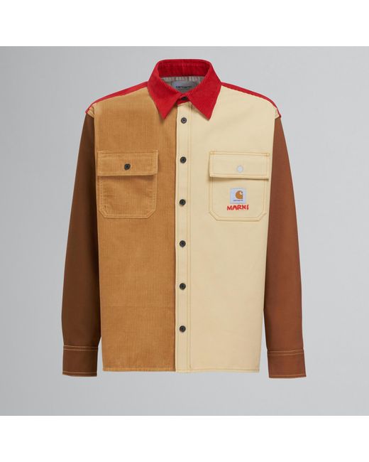 MARNI X CARHARTT Brown Cotton-canvas And Corduroy Shirt for men