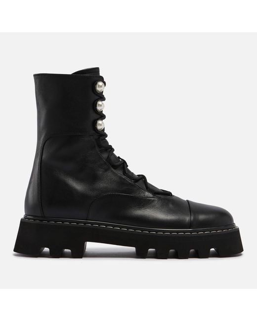 Nicholas Kirkwood Black Pearlogy Leather Combat Boots