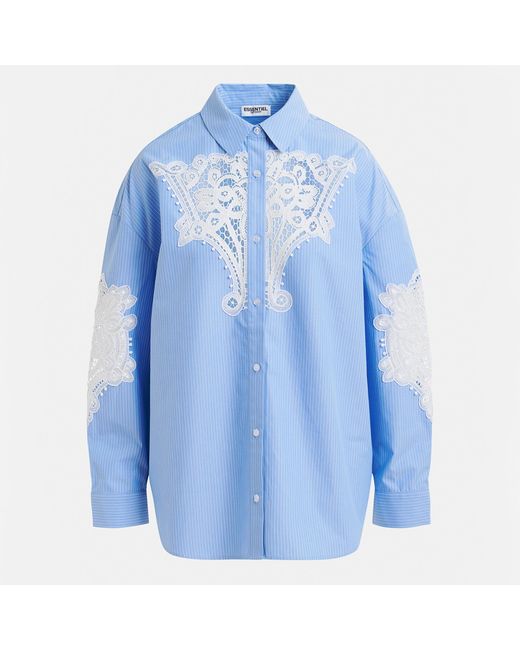Essentiel Antwerp Blue Hoofd Lace Cotton-Poplin Shirt