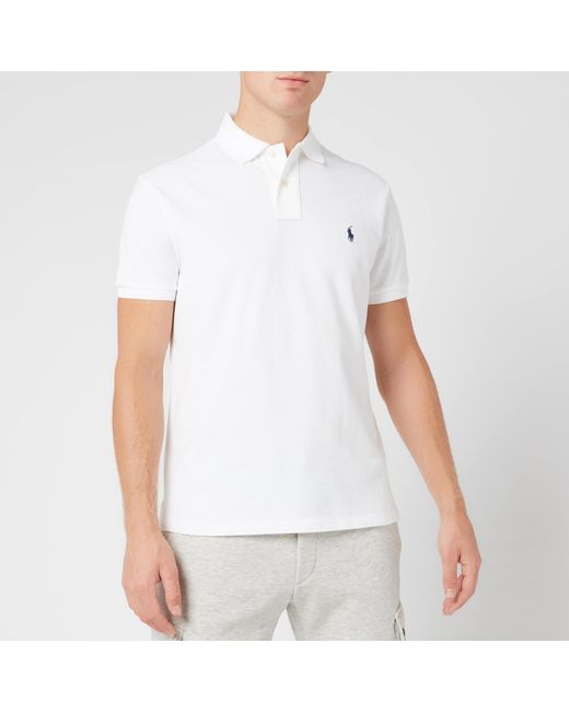 Polo Ralph Lauren Cotton Custom Slim Fit Mesh Polo Shirt in White for Men -  Lyst