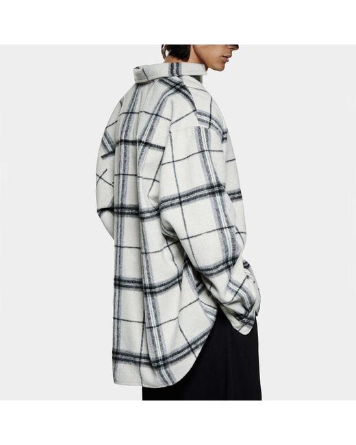MKI Miyuki-Zoku Gray Checked Flannel Overshirt for men