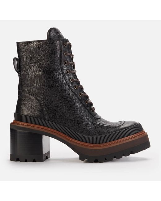 See By Chloé Mahalia Leather Lace Up Boots in Black | Lyst Canada