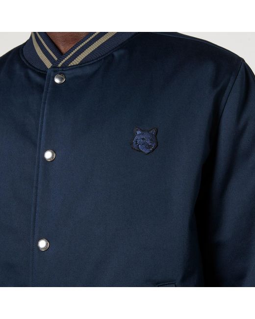 Maison Kitsuné Blue Teddy Varsity Jacket for men