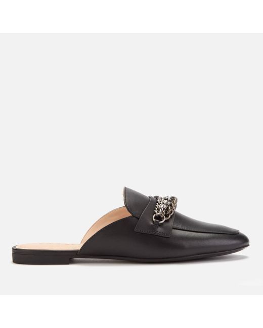 COACH Black Faye Multi Chains Leather Slide Loafers