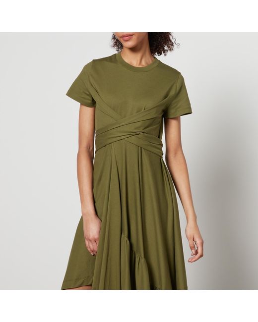 Marques'Almeida Green Cross-Waist Cotton-Jersey T-Shirt Dress