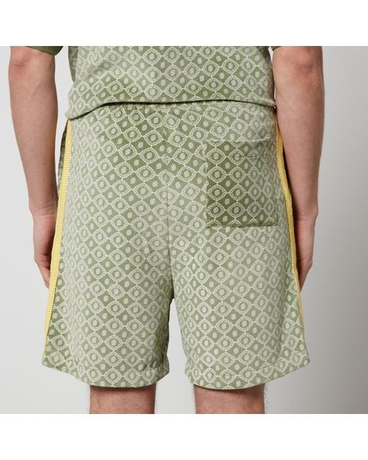 Drole de Monsieur Green Le Short Monogramme Logo-Jacquard Velvet Shorts for men