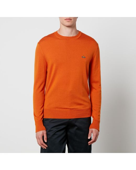 Vivienne Westwood Orange Logo-Embroidered Wool Jumper for men