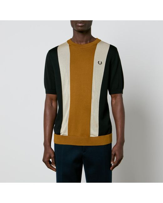 Fred Perry Black Fine Striped Cotton-Blend T-Shirt for men