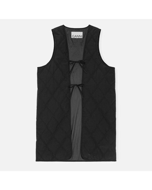 Ganni Black Tech Seersucker Oversized Shell Coat