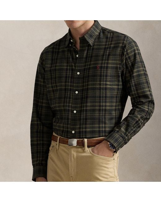 Polo Ralph Lauren Black Custom-Fit Performance Cotton-Blend Shirt for men