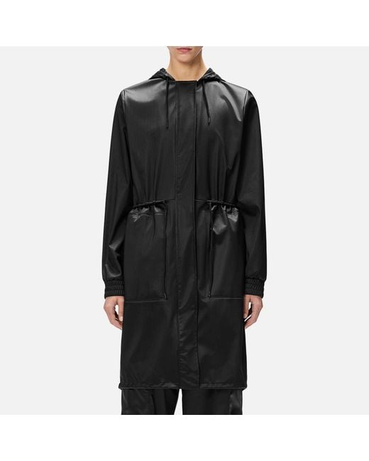 Rains Black String W Parka Coat