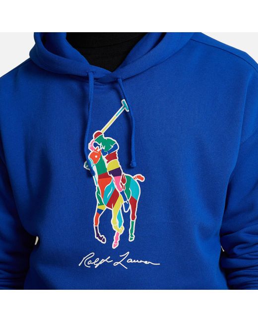 Polo Ralph Lauren Blue Cotton-Blend Pony Hoodie for men