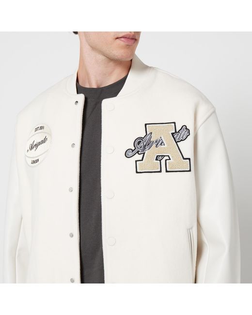 Axel Arigato White Hudson Varsity Logo-Appliqué Wool Jacket for men
