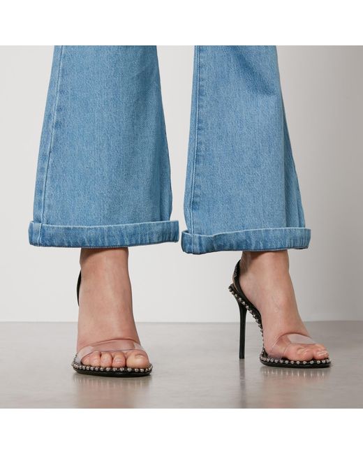 Marques'Almeida Blue Feather-Trimmed Denim Flared Jeans