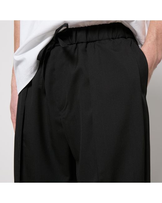 Wooyoungmi Black Smart Wide Leg Wool-Ripstop Trousers for men