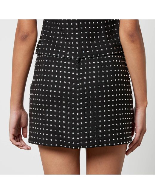 De La Vali Black Isidora Diamante-Embellished Twill Mini Skirt
