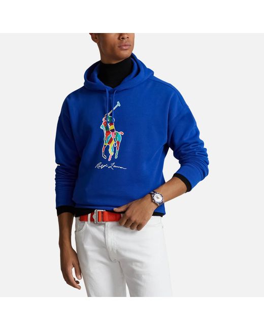 Polo Ralph Lauren Blue Cotton-Blend Pony Hoodie for men