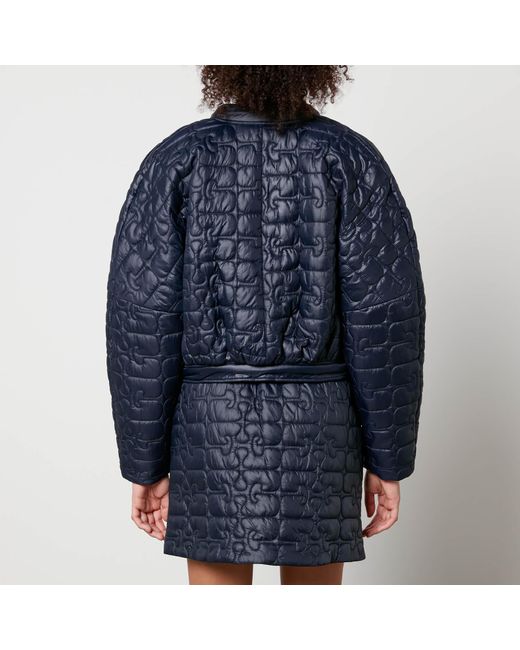 Ganni Blue Quilted Round-neck Recycled Polyamide Jacket