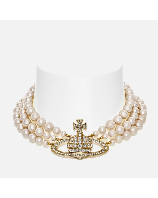 Vivienne Westwood Multicolor Bas Relief Gold-tone And Faux Pearl Choker