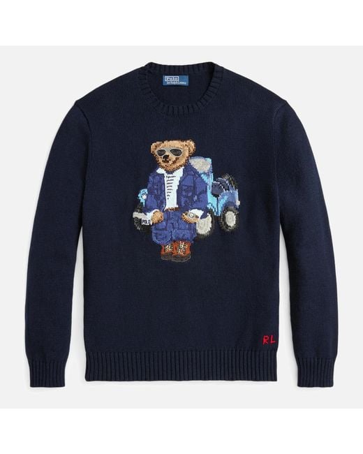 Polo Ralph Lauren Blue Bear Intarsia Knit Jumper for men