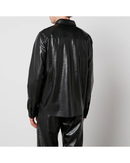 Nanushka Black Duco Faux Leather Shirt for men