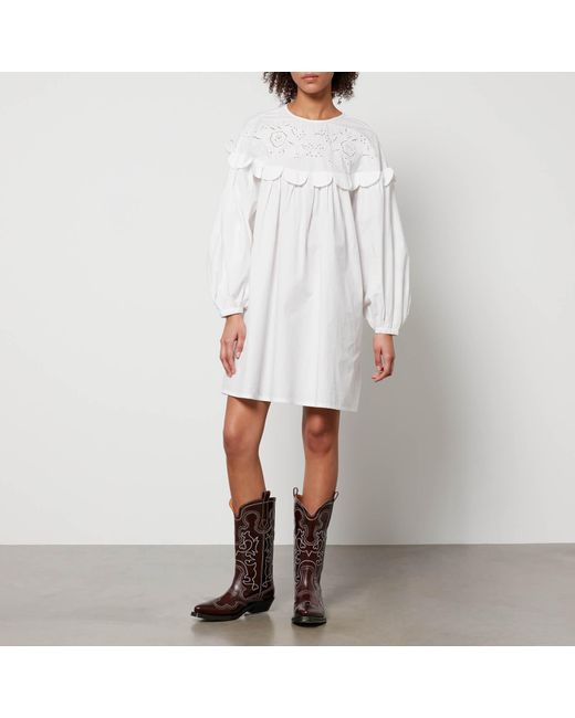 Stella Nova White Broderie Anglaise Cotton-poplin Mini Dress