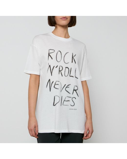 Anine Bing Walker Rock n Roll Cotton jersey T shirt in White