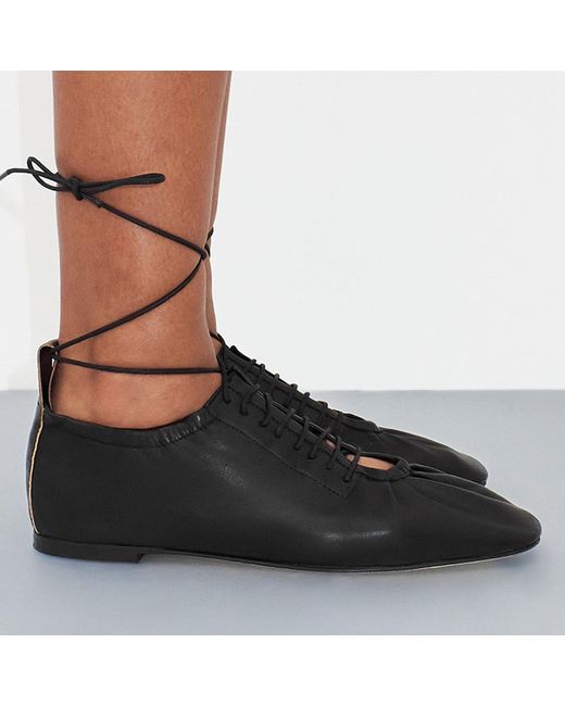 Miista Black Consuelo Leather Ballet Flats