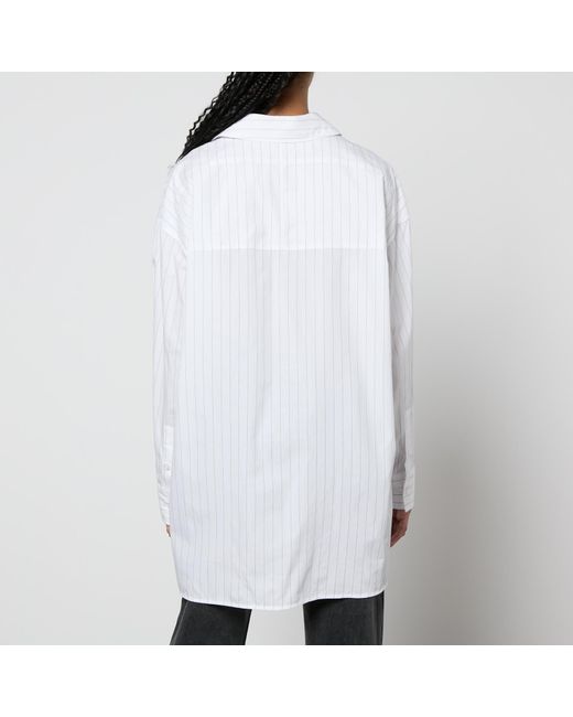 Anine Bing White Chrissy Striped Cotton-Poplin Shirt