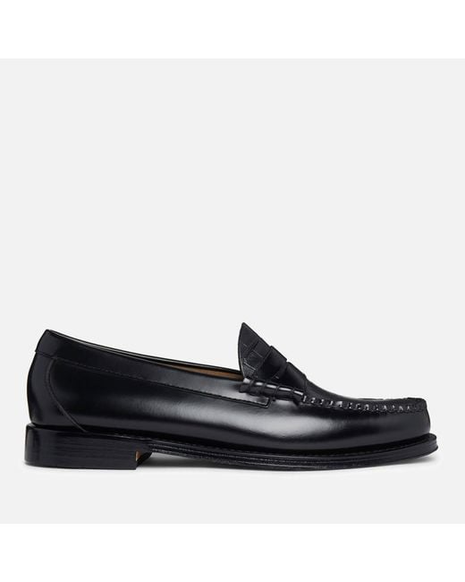 G.H.BASS Black Larson Moc Croc-embossed Penny Leather Loafers for men