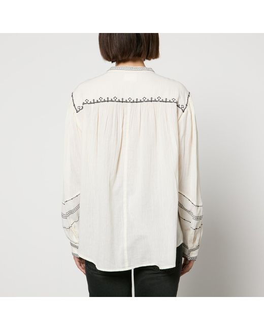 Isabel Marant White Pelson Embroidered Cotton Blouse